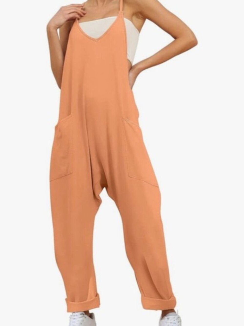 Fashion Women's Oversized Jumpsuit Romper Dropped Crotch Casual Cotton Size L